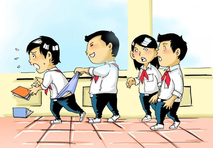 Tranh biếm hoạ hình bạo lực học đường trong trường học